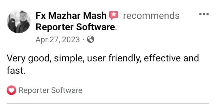 Reporter Software Facebook customer review #11